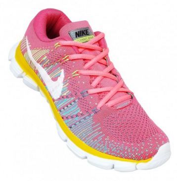 TÊNIS FEMININO NIKE FLYKNIT MAX 2015 - Rosa e Amarelo